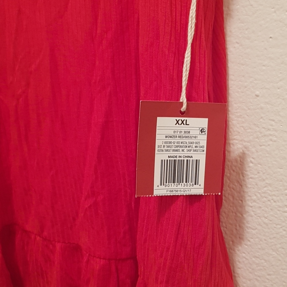 NWT Mossimo Ribbed Red Ruffle Hem Tank Top - Picture 5 of 5